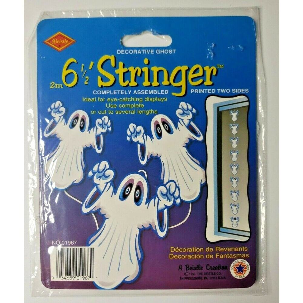 1998 Beistle Decorative‎ Ghost 6.5' Stringer New In Packaging